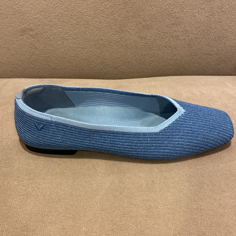 VIVAIA Margot Square-Toe V-Cut Knitted Flats Denim Blue Size 40 great used - Picture 4 of 12